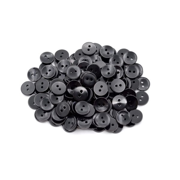 Пуговицы 2 прокола 18L, 11 мм, (Black (черный)), NE74, 144 шт