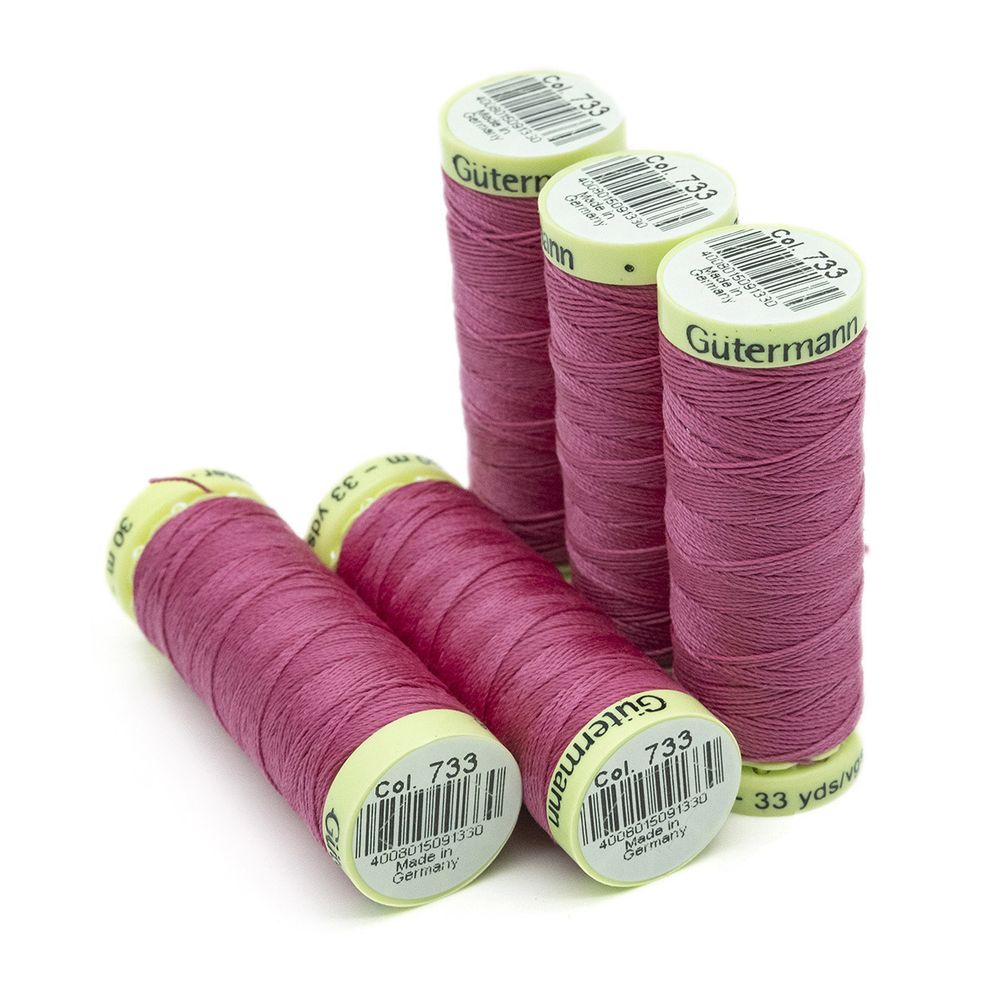 Нитки отделочные Gutermann Top Stitch, 30м, 733 розовая фуксия, 5 катушек