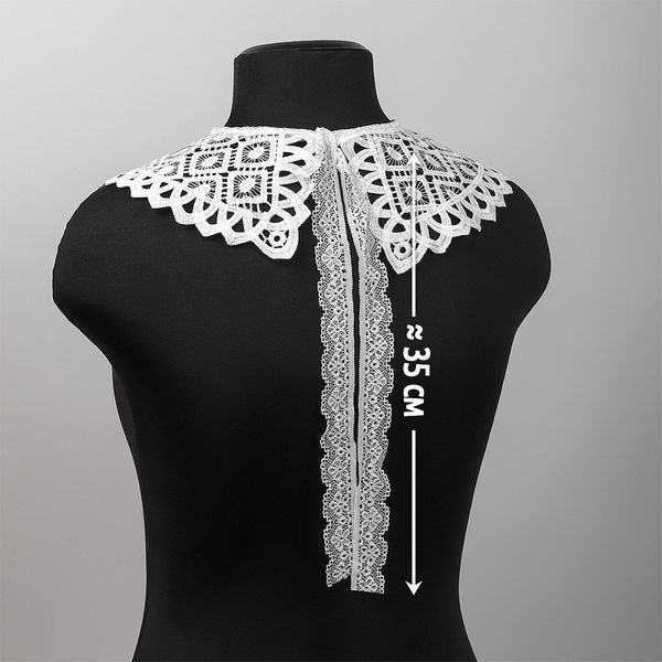 Накладной кружевной воротник 30х35 см, матовая нить Kruzhevo TBY.13/191, цв.белый уп.1шт