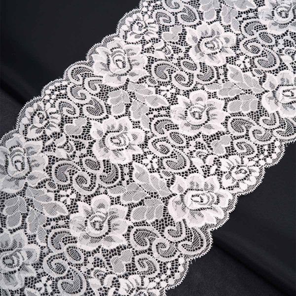 Кружево бельевое эластичное 175 мм / 3.4 метра ±4 см, белый, 3AR3773
