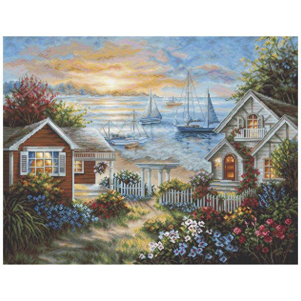 Набор для вышивания нитками Luca-S, Тихая набережная, 44х34 см