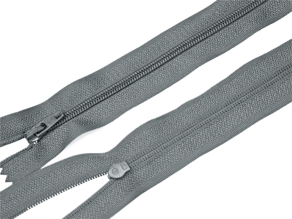 Молния спираль (витая) (цв.SBS) брючная Т3 (3 мм) 1 зам., н/раз., 20 см, автомат, S-243 серый, уп.5000 шт