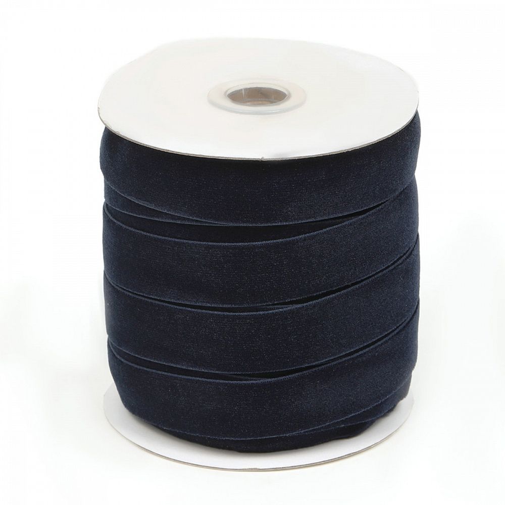 Лента бархатная (тесьма) 15.0 мм / 20±1 метров, нейлон, т.синий Лента бархатная (тесьма) 15.0 мм / 20±1 метров, нейлон, т.синий