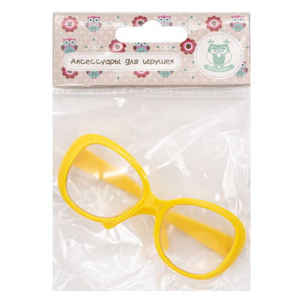 Очки для куклы со стеклом, пластик, 8,5 см, 1шт, желтый