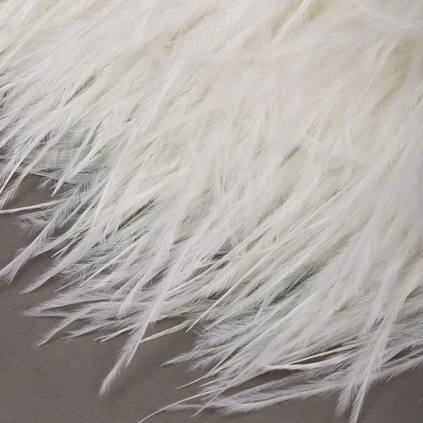 Перья на ленте Страус шир. 8 см, арт.FBY-08-01, цв.белый уп.2м