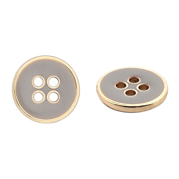 Пуговицы 4 прокола 18L (11мм), пластик (Beige/G бежевый с золотом), RBz-93, 36 шт