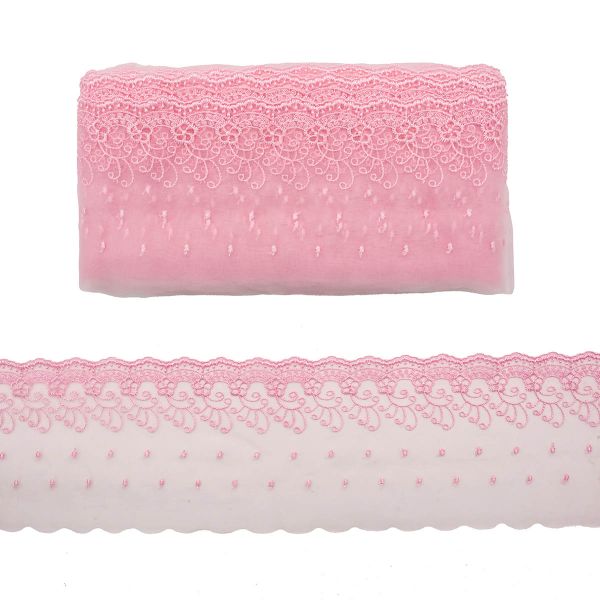 Кружево капроновое широкое 127 мм / 13.71 м, 0574-5002, цв.А549 розовый