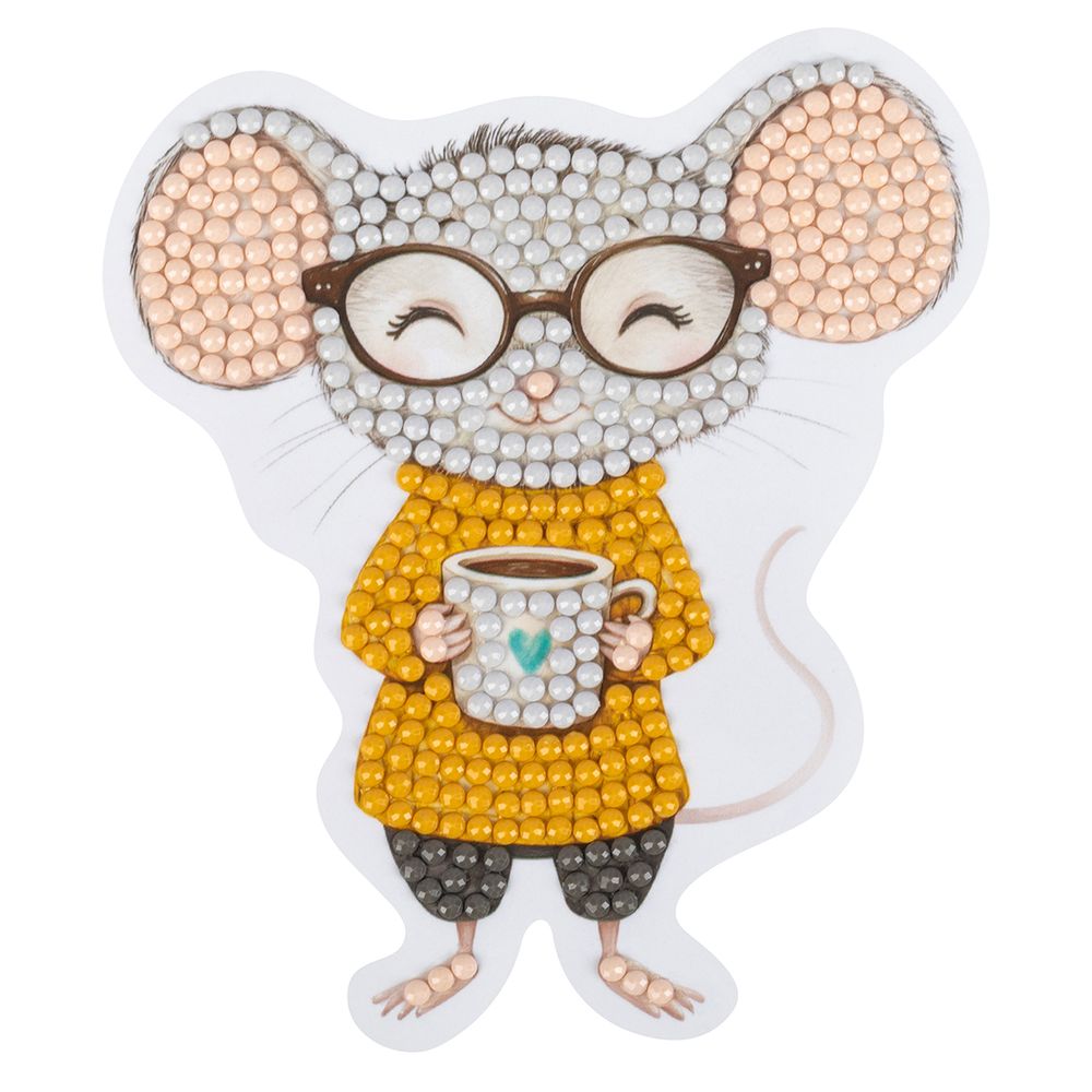 Кристальная (алмазная) мозаика Фрея ALVM-126, магнит, Мышка с чаем, 9.5х10.5 см