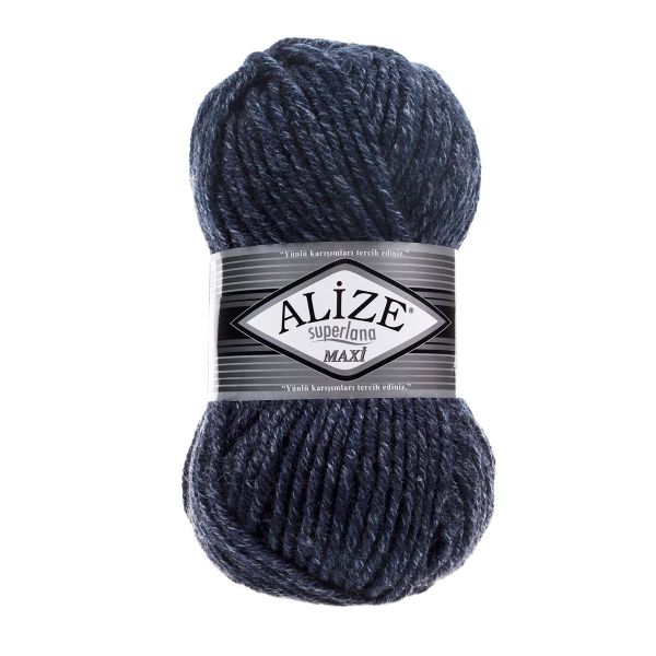 Пряжа Alize (Ализе) Superlana Maxi / уп.5 мот. по 100 г, 100м, 805 темно-синей жаспе A