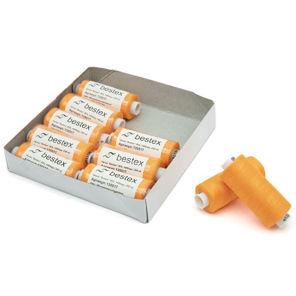 Нитки швейные бытовые Bestex 40/2, 365 м (400 ярд) / 10 кат., 399 оранжевый неон