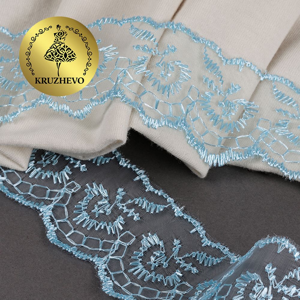 Кружево капроновое 45 мм / 9.14 м, TBS.30010 цв.047 (267) голубой, Kruzhevo