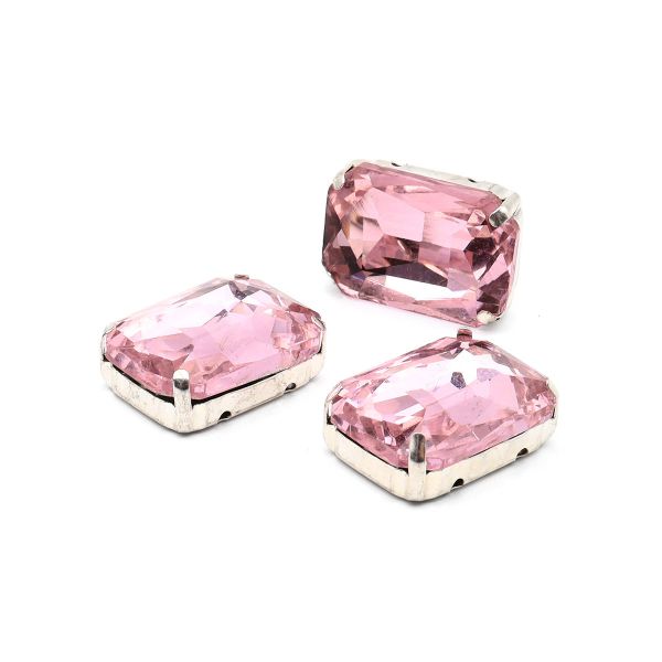 Хрустальные стразы в цапах прямоугольные (серебро) св.розовый 13х18мм, 3 штук Astra&Craft, ПЦ005НН1318