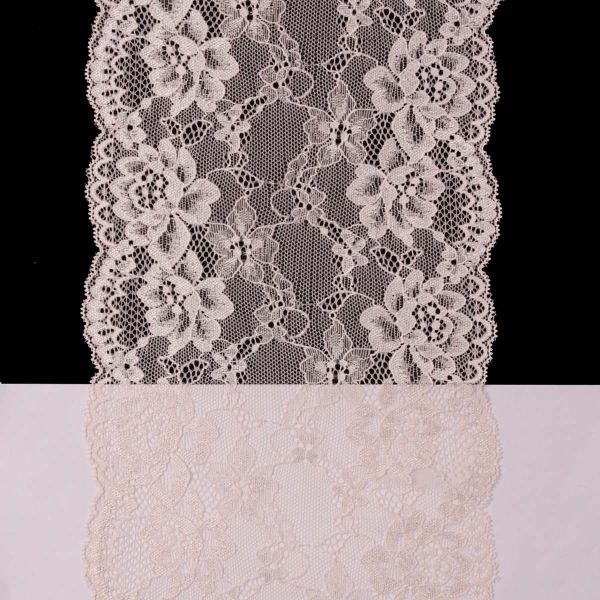 Кружево бельевое эластичное 180 мм / 13.72 м, цв. C571 молочный