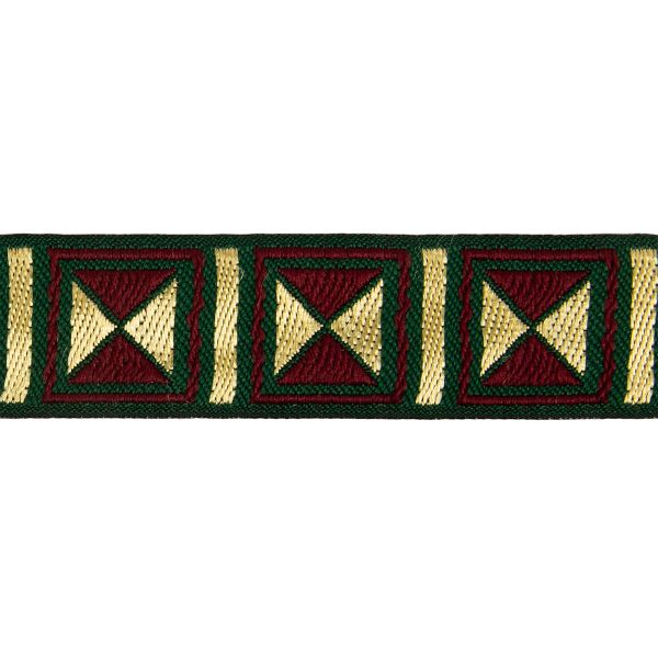 Лента (тесьма) жаккардовая 25.0 мм / 10±0.5 метров, красный/бежевый, Gamma TRJ-113Y