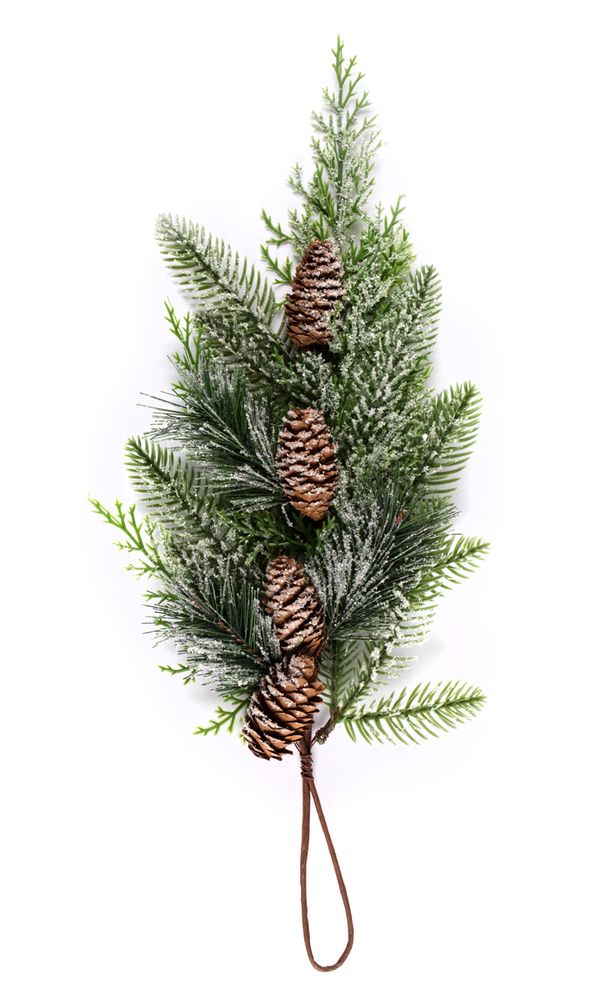 Букетик декоративный 54 см, 6 шт, 01 еловая веточка с шишками, Blumentag VDD-99