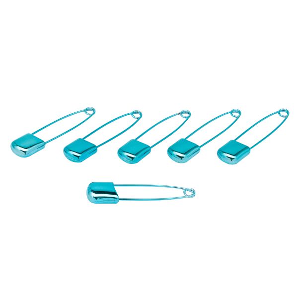 Булавки английские безопасные, 6 шт, цв.голубой, MTW097-2