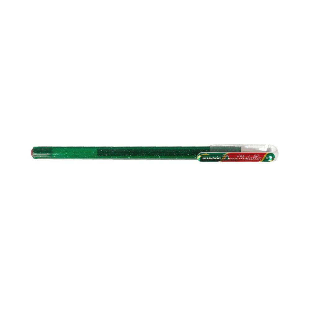 Ручка гелевая Pentel Hybrid Dual Metallic, 1 мм, K110-DBDX зеленый, красный