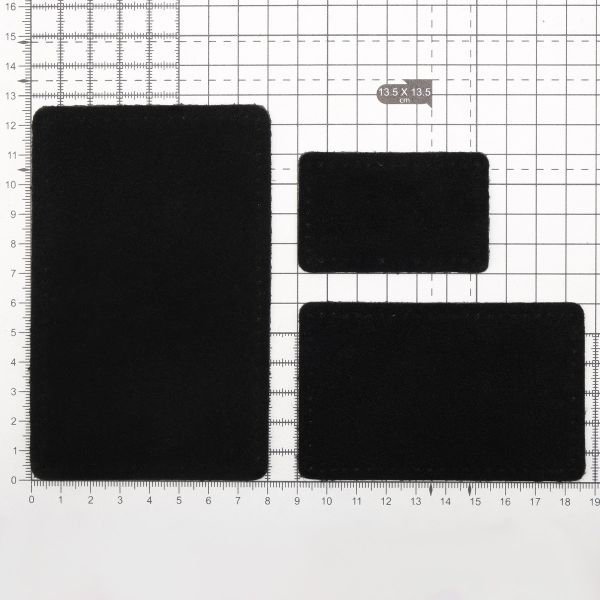 Набор заплаток пришив. из замши, прямоуг-к 4х6,4см, 6х9,6см, 8х12,7см, с перфорацией, 3 шт (20 черный), 59403