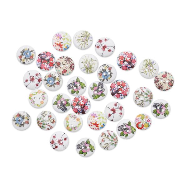 Украшения декоративные пуговицы деревянные Цветы №9, 15-18 мм, 100 шт