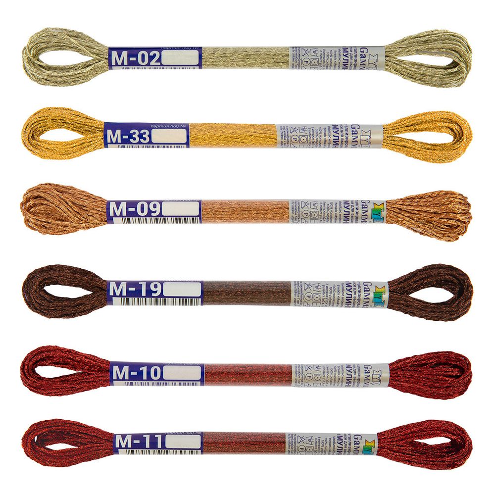 Мулине Gamma набор металлик, цв.01 Листопад, 6 мотков по 8 метров