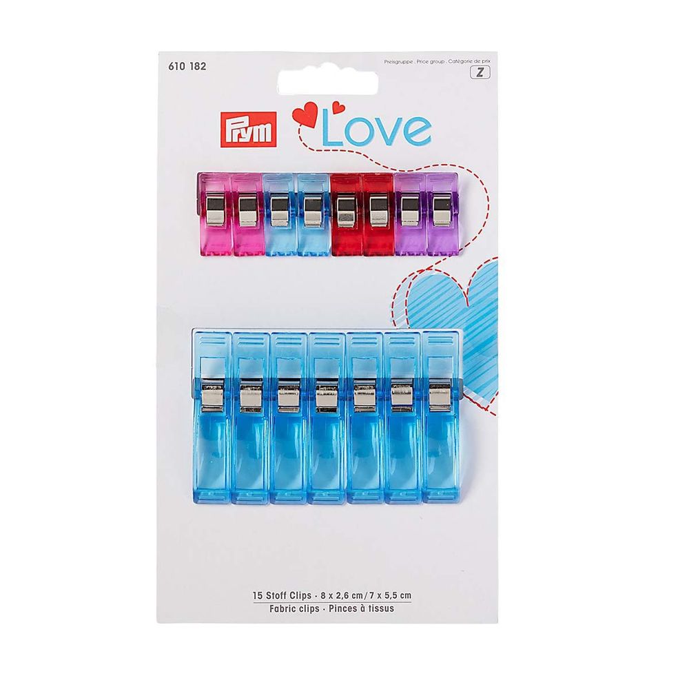 Клипсы для работы с тканями, Prym Love 8 штх2,6см+7 штх5,5см, Prym