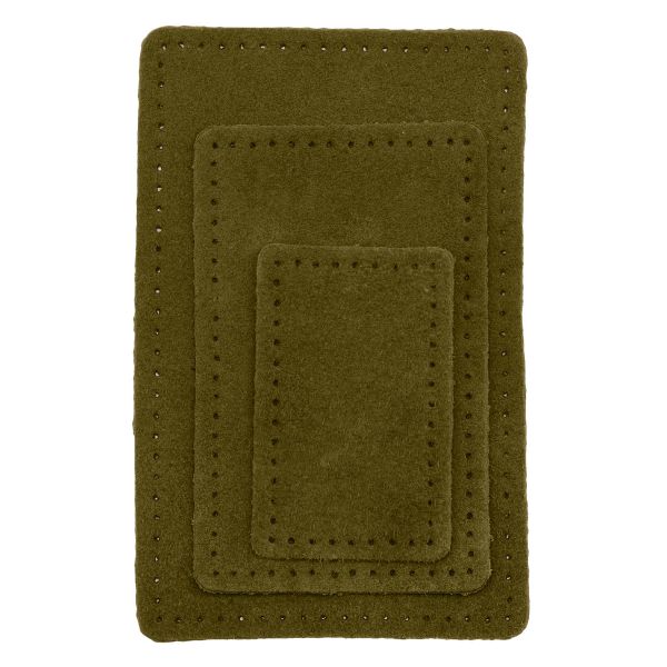 Набор заплаток пришив. из замши, прямоуг-к 4х6,4см, 6х9,6см, 8х12,7см, с перфорацией, 3 шт (33 хаки), 59403