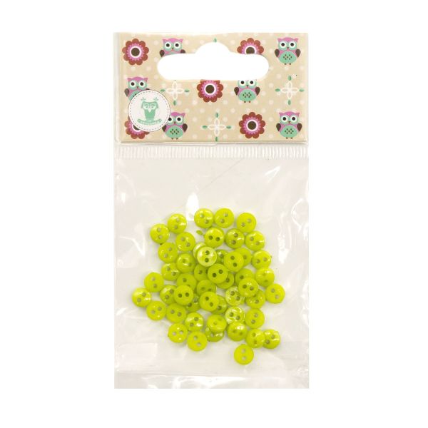 Украшения декоративные пуговицы Мини 2 прокола, 6мм, 50 шт ± 2 шт пластик, цв.зеленый