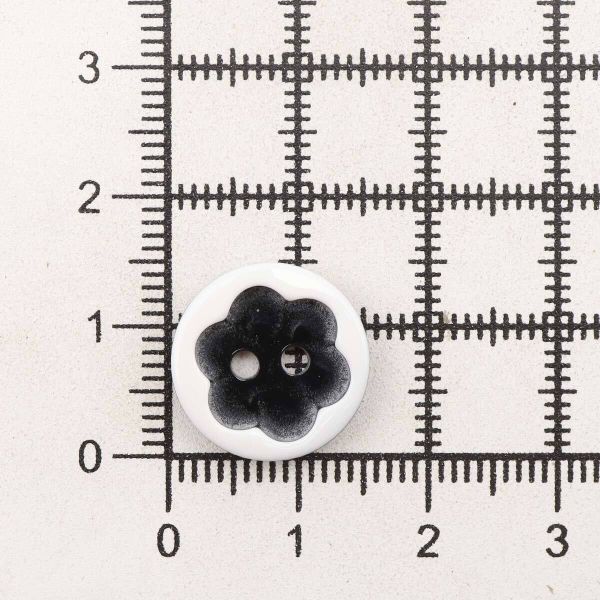 Пуговицы детские Цветочек 24L (15мм), пластик (бело-черный), 50 шт, Б70Л15(3.02-1023-15)