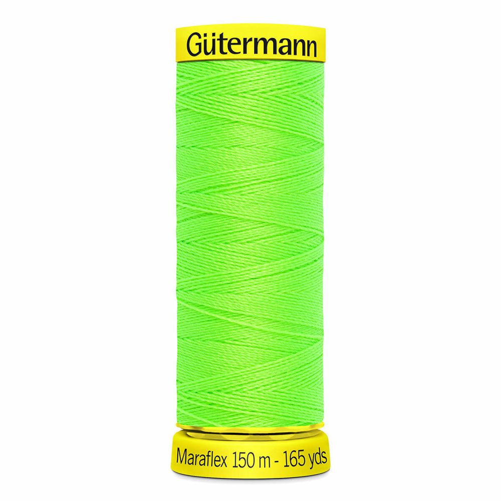 Нитки для трикотажа Gutermann Maraflex, 150м, 3853 неоновый салатовый, 5 катушек