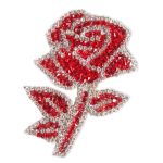 Аппликация "Роза на стебле" красный/серебряный, Prym /TOS/