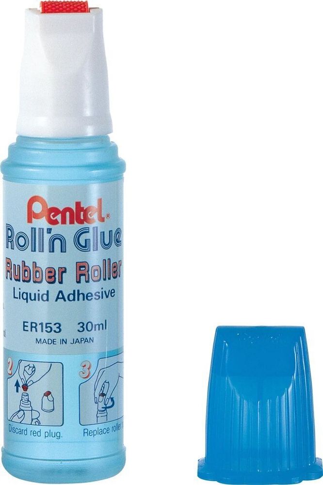 Клей роликовый Pentel Roll&#39;N Glue 12 шт, 30 мл, ER153-S голубой корпус