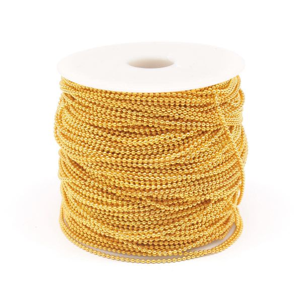 Цепочка шариковая, металл 1,2 мм / 91,4 м, золото