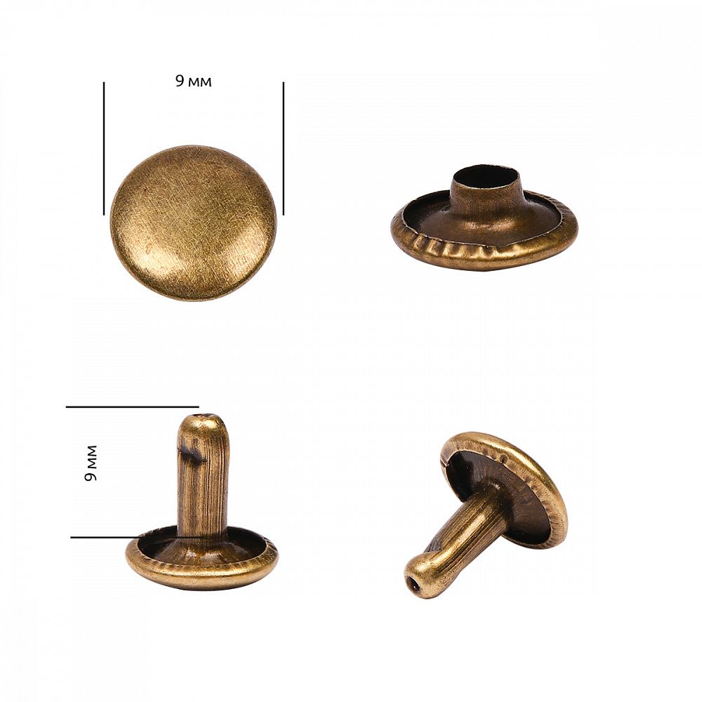 Хольнитены двухсторонние сталь 9х9 мм, №33, TBY.5209 цв. антик уп. 1000 шт, TBY