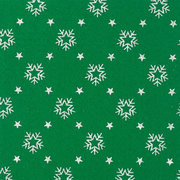 Фетр рулонный мягкий 1.3 мм, 150 см, рул. 10 метров, (FSH13), GPF502 звезды/зеленый, Blitz