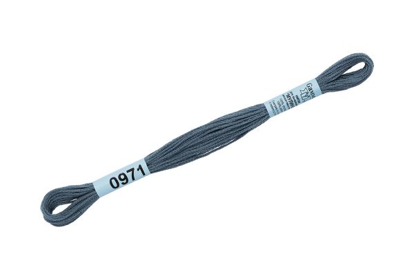 Мулине Gamma 100% хлопок, цв.0971 т.серый, 24 мотка по 8 метров