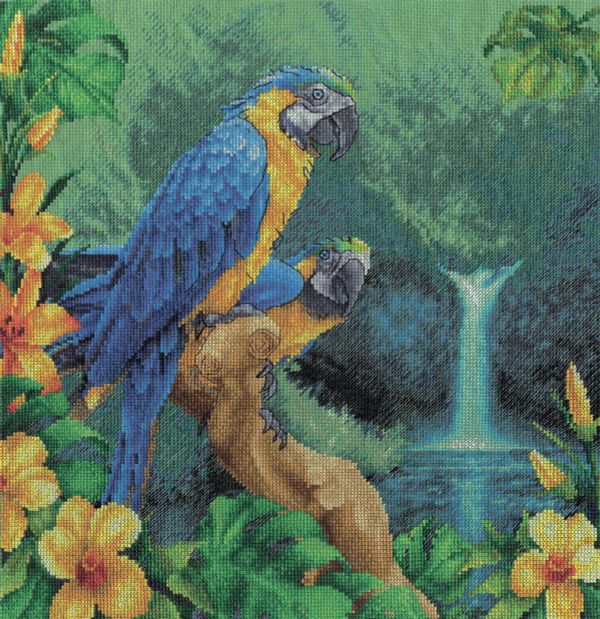 Набор для вышивания нитками Panna, В бразильском лесу, 34х34 см