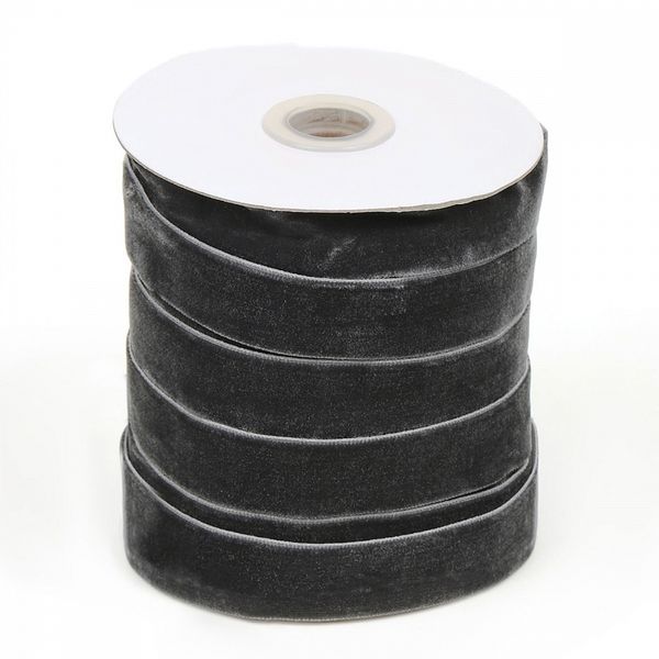 Лента бархатная (тесьма) 20.0 мм / 20±1 метров, нейлон, т.серый