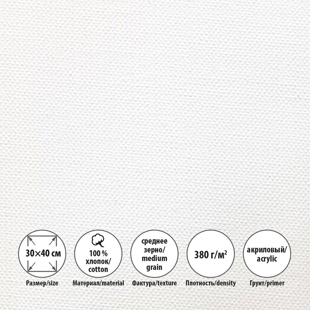 Холст грунтованный на подрамнике 30х40 см, 380 г/м², 2 шт, среднезернистый, Vista-Artista SCC-3040