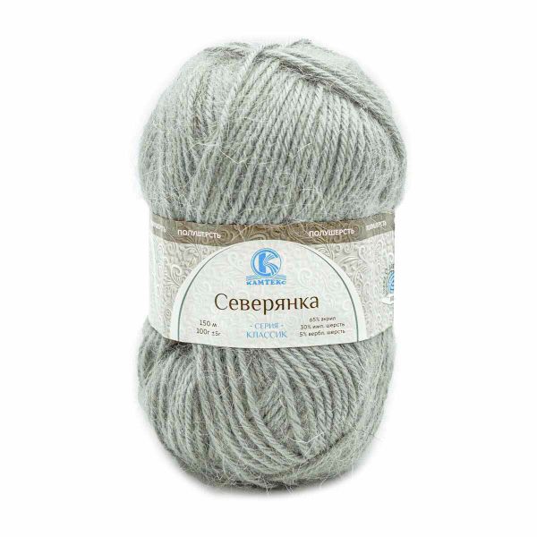 Пряжа Камтекс Северянка / уп.10 мот. по 100 г, 150 м, 168 серый светлый