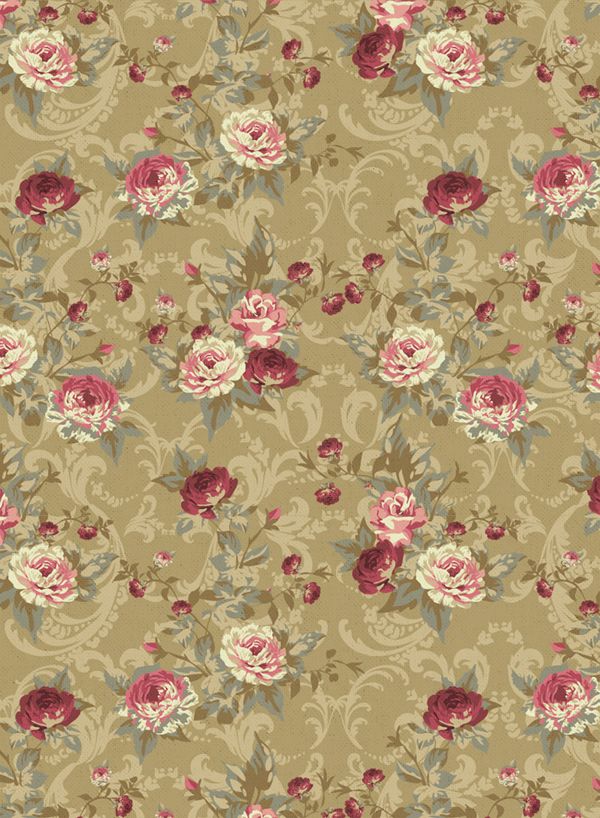 Ткань для пэчворка Peppy Викторианские розы, отрез 50х55 см, 146 г/м², ВР-30 зеленый, Peppy
