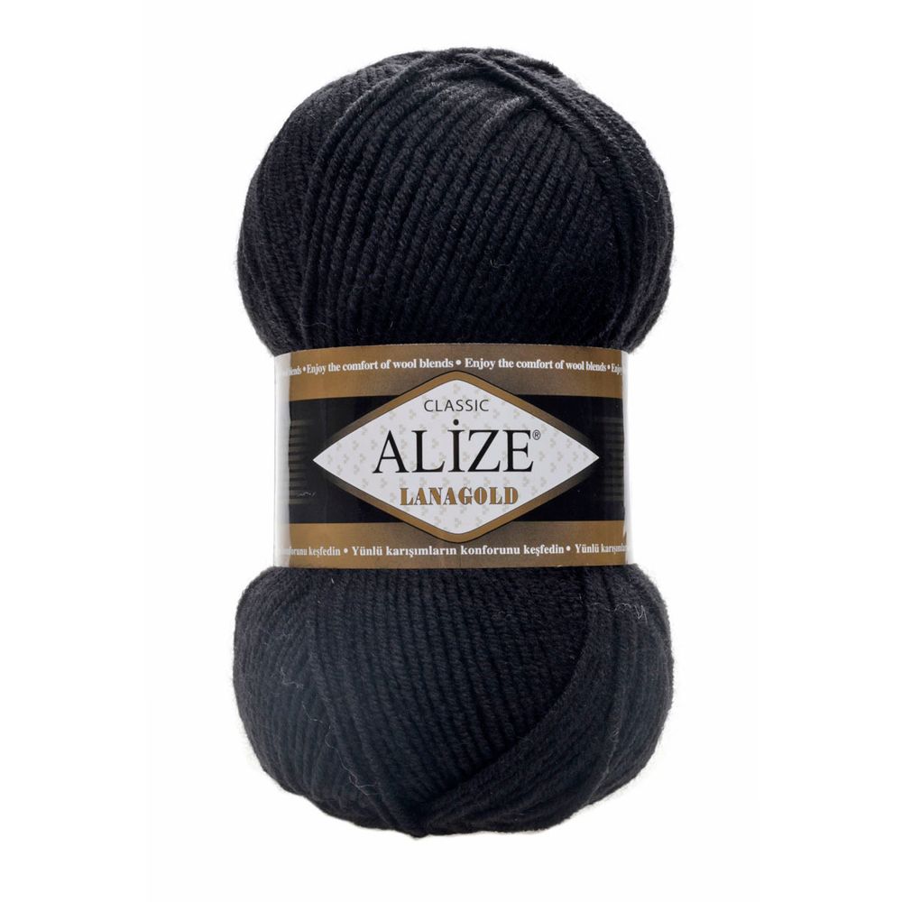 Пряжа Alize (Ализе) Lana Gold / уп.5 мот. по 100 г, 240м, 060 черный A