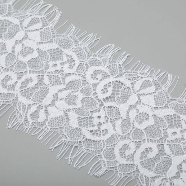 Кружево шантильи (реснички) на сетке 85 мм, белый, 3 метра