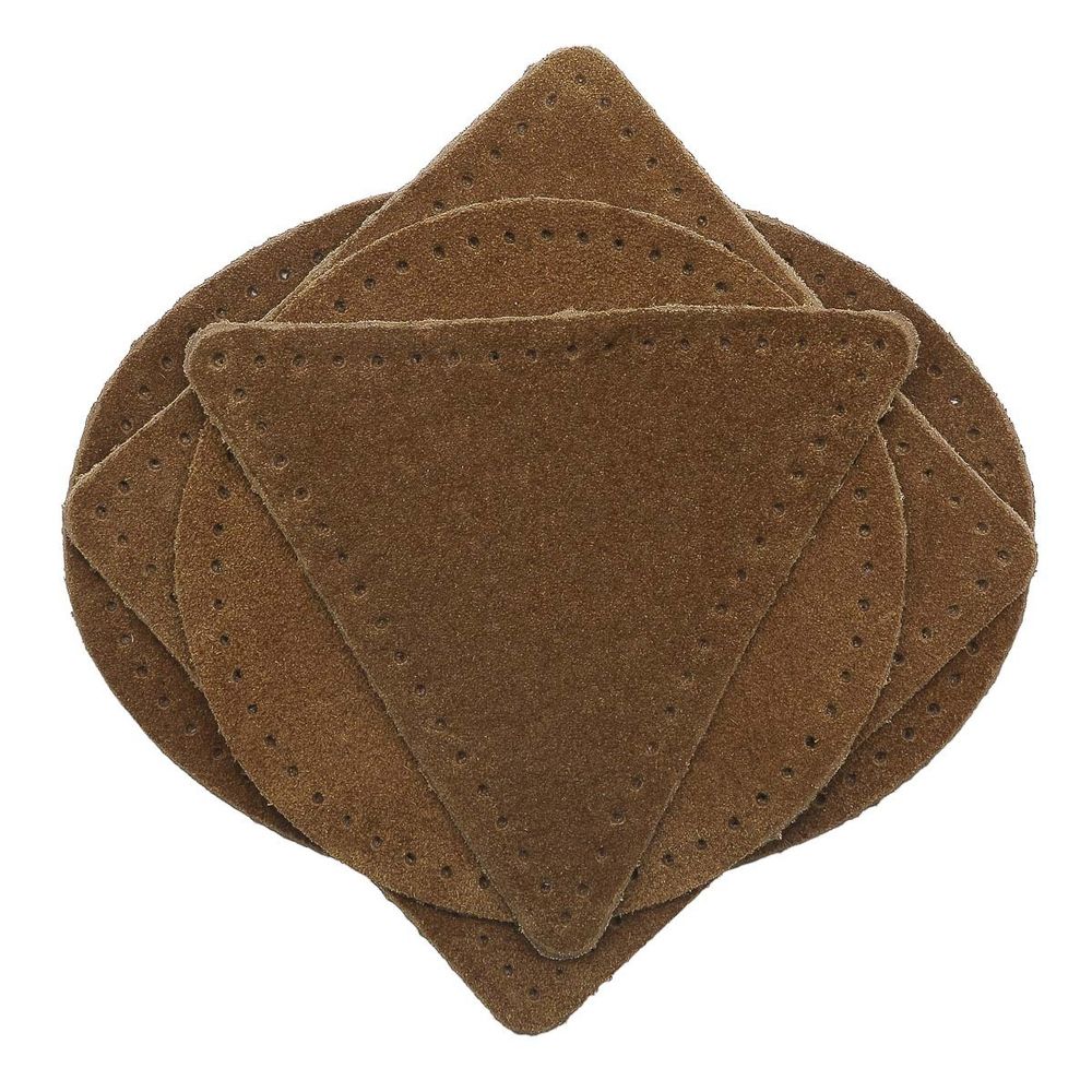 Набор заплаток пришивных из замши, круг, квадрат, треугольник, овал 8см, с перфорацией, 4 шт (32 кэмел), 59743