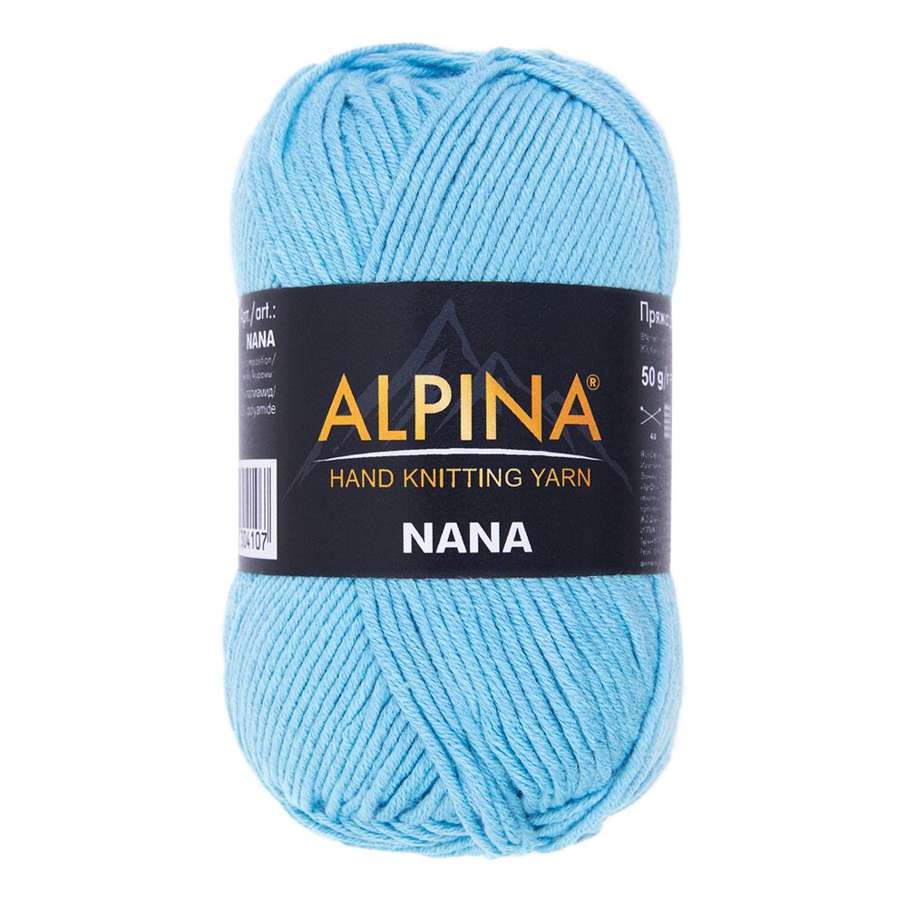 Пряжа Alpina Nana / уп.10 мот. по 50г, 105м, 15 яр.голубой