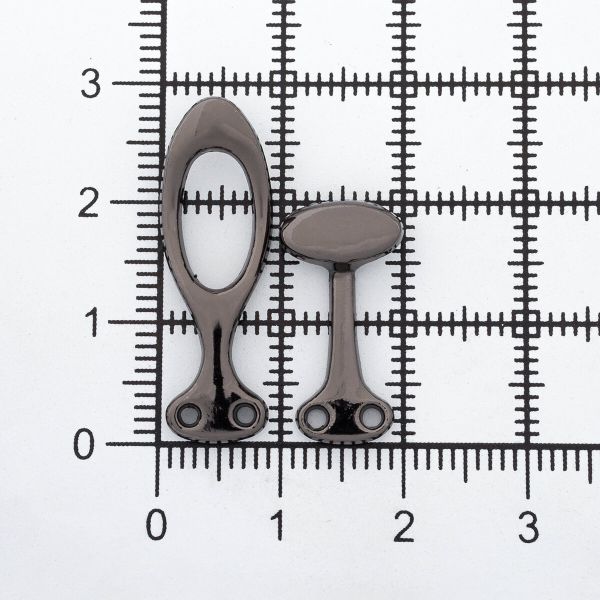 Крючки пришивные декоративные 36х10 мм, олово (чер.никель)), 6 шт