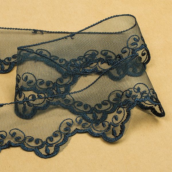 Кружево на сетке 50 мм / 13.71 метра (жесткая сетка), Exclusive TBY 2BS228K1, цв.B4815 т.синий, Kruzhevo