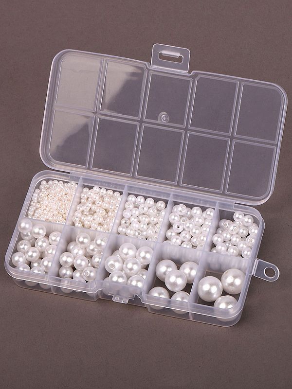 Набор бусин пластик ⌀3-14 мм, круглые перламутр, белоснежный, 800 шт, Magic4Hobby