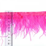 Перья на ленте Страус 8 см, FBY-08-021, цв. ярко-розовый, 2м