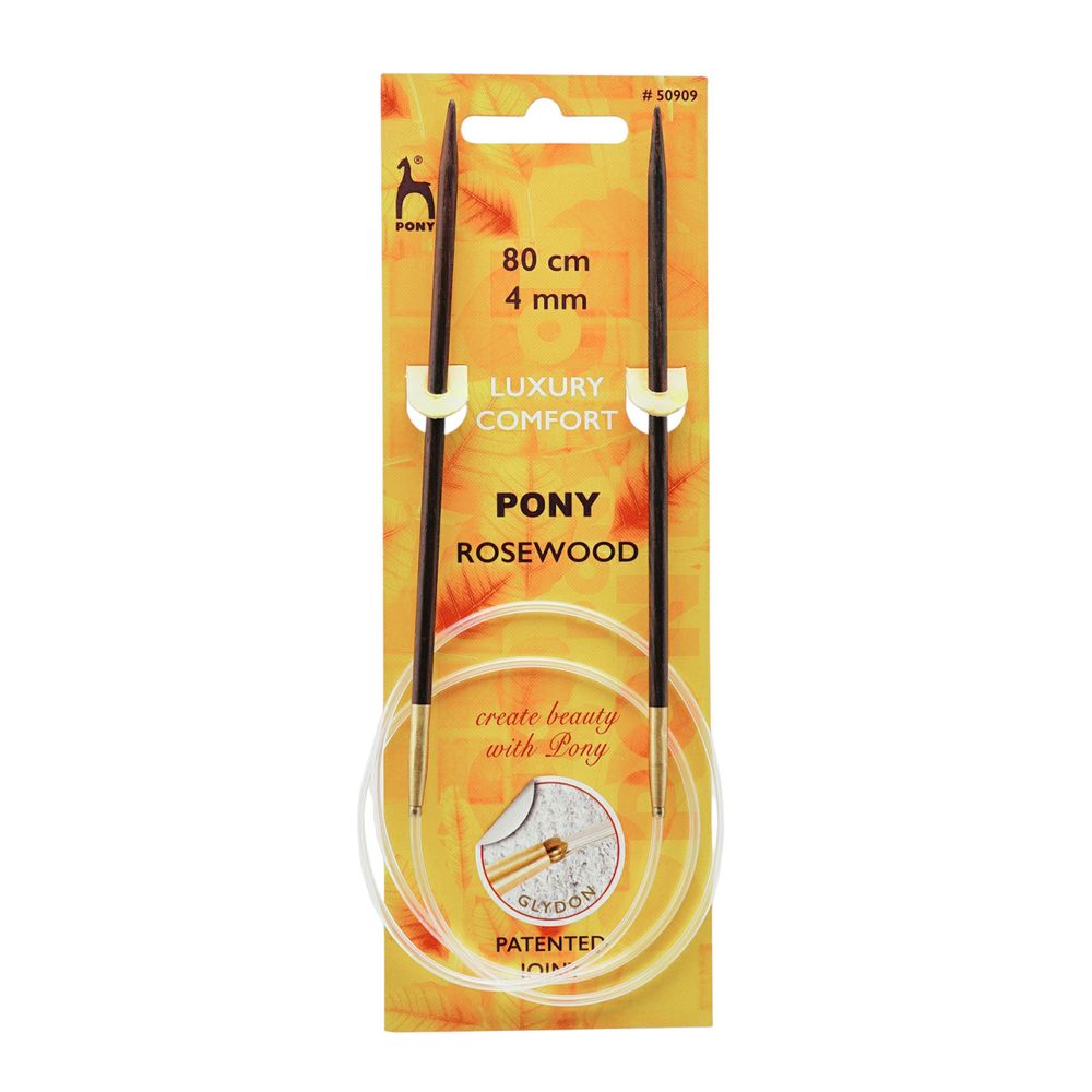 Спицы круговые Pony Rosewood ⌀4.0 мм, 80 см, розовое дерево, 50909