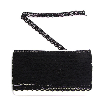 Кружево вязаное (тесьма) хлопковое 10 мм / 9.14 метров, черный